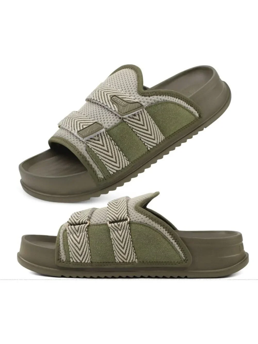 Men's Green Orthotic Arch Support Fabric Ultra Soft Comfort Fit Slipper Shoes